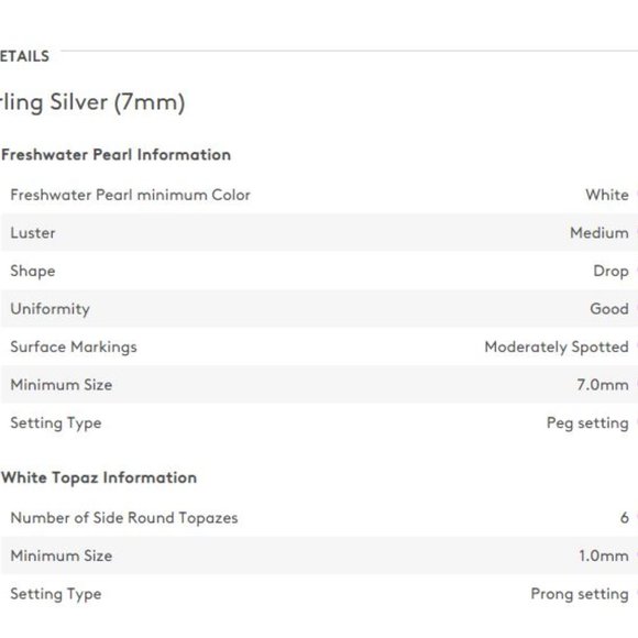 Freshwater Cultured Pearl and White Topaz Drop Earrings in Sterling Silver (7mm) - Picture 5 of 5